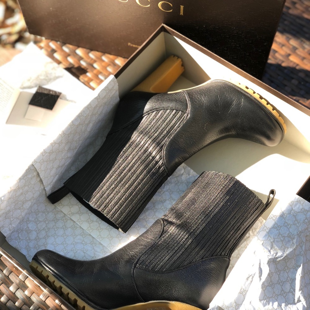 Gucci “Edith” Black Leather Boots - Picture 3 of 5